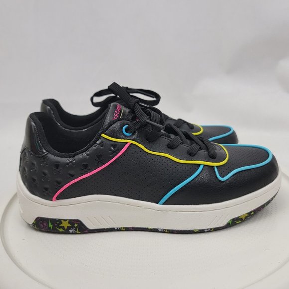 SKECHERS TOKIDOKI Womens 6.5 Shoes Upbeats RHYTHM Black Multi Sneakers - Picture 1 of 11